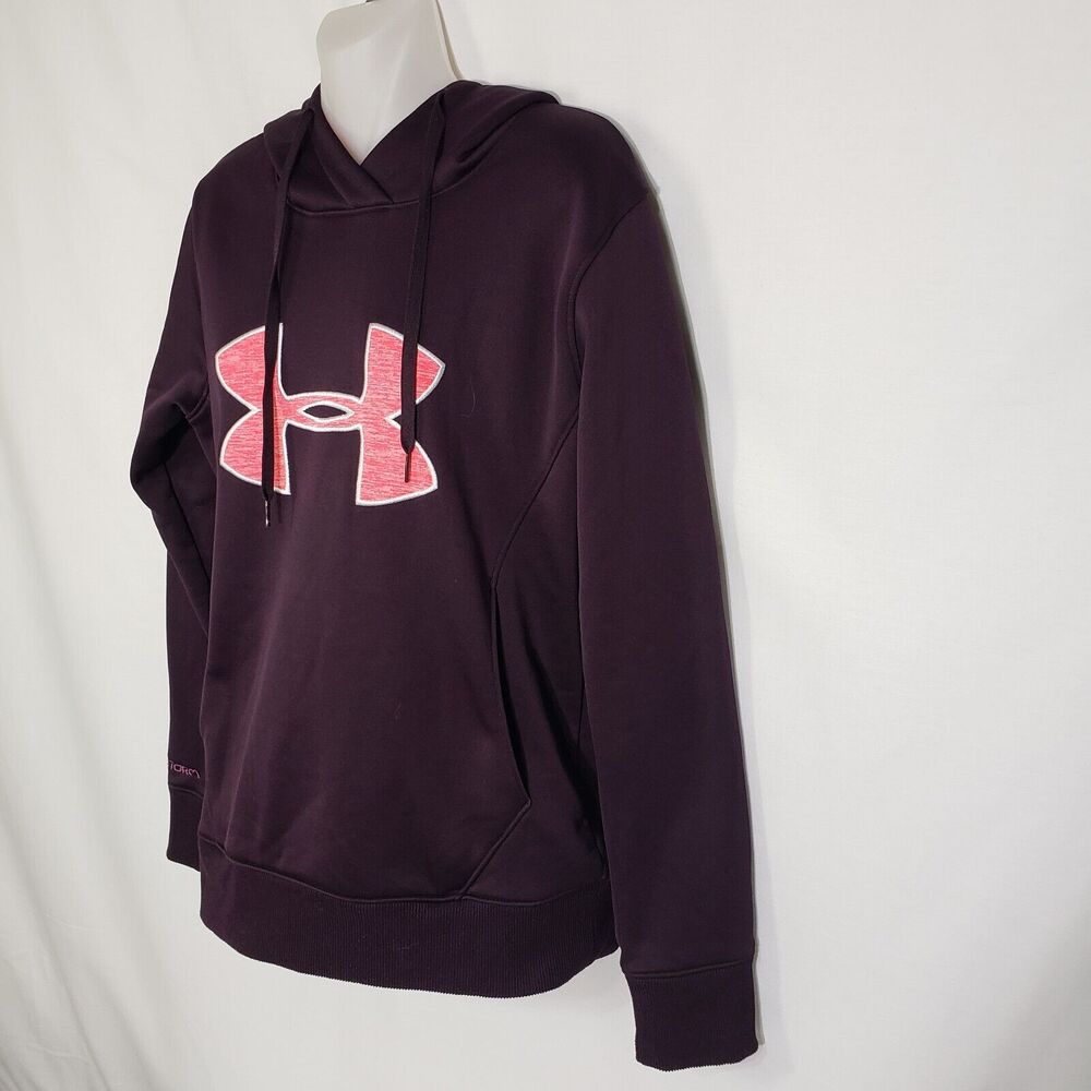 Under Armour Women Hoodie Small Cold Gear Pullover Storm Fleece Big Logo 1248640 - Picture 4 of 10